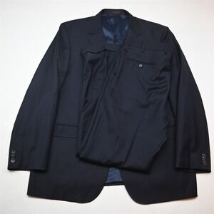 Byron 50L 38x36 Navy Blue 100% Wool Balmoral Mens Jacket Pants Suit
